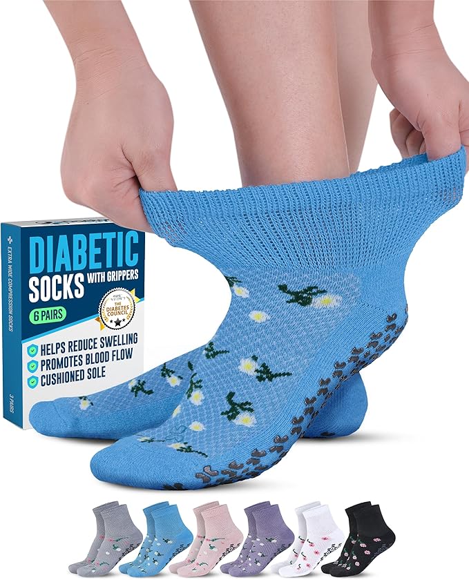 Doctor's Select Calcetines diabéticos de viscosa de bambú antideslizante mediana