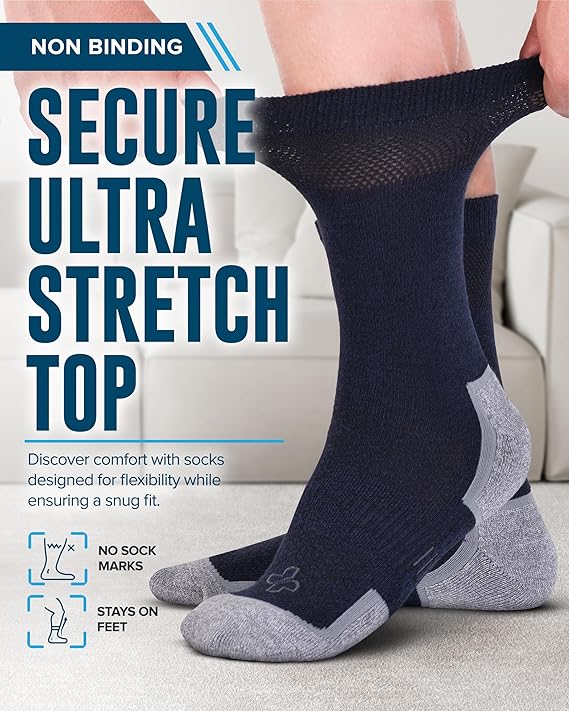 Doctor's Select Calcetines diabéticos negros de  viscosa de bambú altos grande