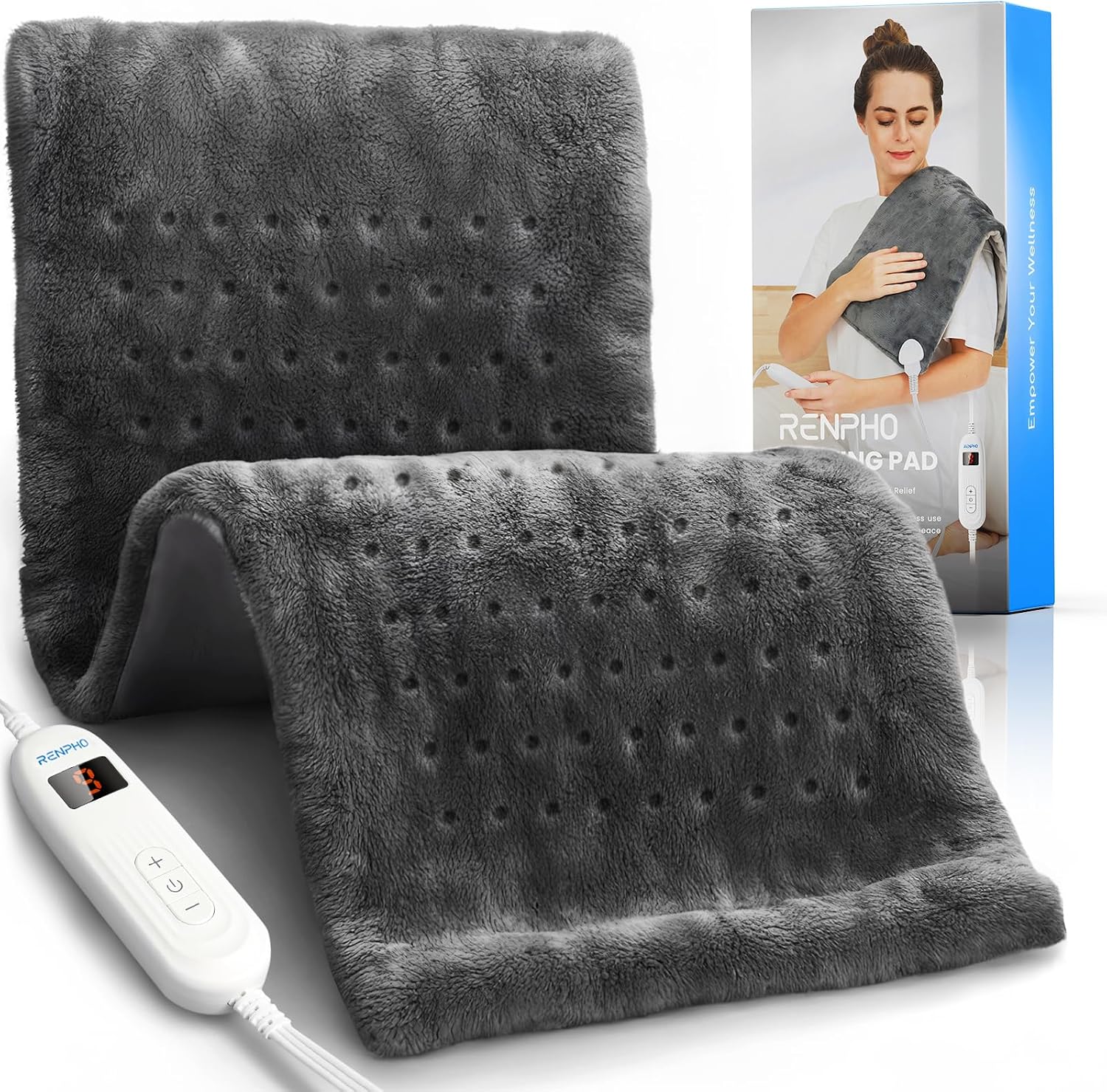 RENPHO - Almohadilla térmica para dolor de espalda 12x24 GRIS